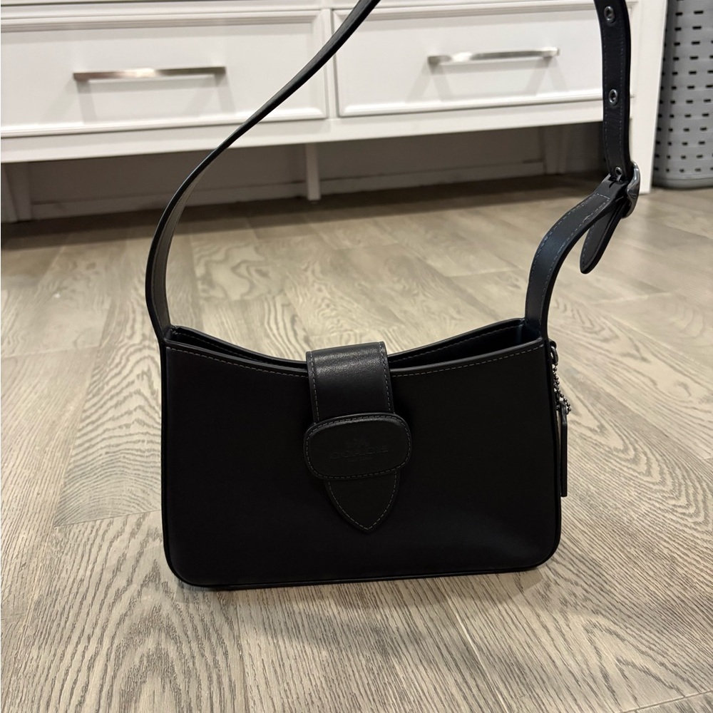 Coach Black Classic Shoulder Bag with Decorative Flap